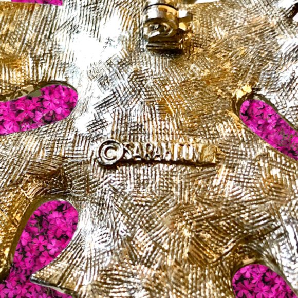 SARAH COVENTRY Vintage Oak Leaf Brooch Gold & Silver Tone Textured Big… - Picture 6 of 11